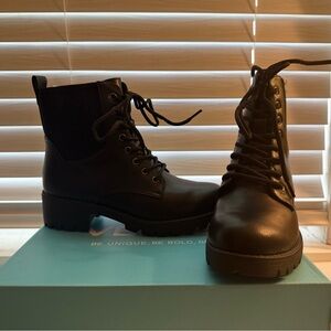 Black Lace-Up Ankle Boots